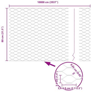 Sechseckzaun mit Betonsockel 100 x 0,8 m Verzinkter Stahl Netz
