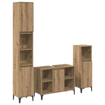 Badezimmermöbel-Set 3 Stk. Artisan-Eiche Holzwerkstoff