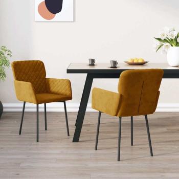 ARDEBO.de - Esszimmerstühle 2 Stk. Braun Samt