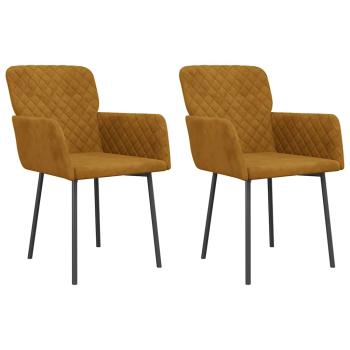 Esszimmerstühle 2 Stk. Braun Samt