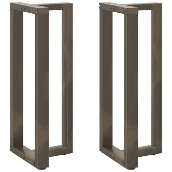 ARDEBO.de - Bartischbeine T-Form 2 Stk. Naturstahl 40x35x(100-101) cm Stahl