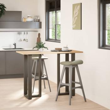 Bartischbeine T-Form 2 Stk. Naturstahl 40x35x(100-101) cm Stahl