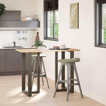 Bartischbeine T-Form 2 Stk. Naturstahl 60x35x(100-101) cm Stahl