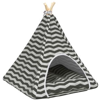 Haustier-Tipi mit Kissen Weiß und Grau 60 x 60 x 70 cm