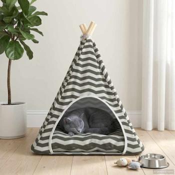 Haustier-Tipi mit Kissen Weiß und Grau 60 x 60 x 70 cm