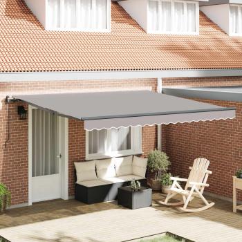 ARDEBO.de - Einziehbare Markise Hellgrau 400 x 350 cm Stoff und Aluminium
