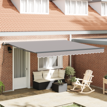 Einziehbare Markise Hellgrau 400 x 350 cm Stoff und Aluminium