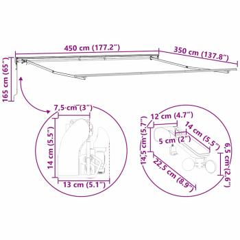 Einziehbare Markise Grün und Weiß 450 x 350 cm