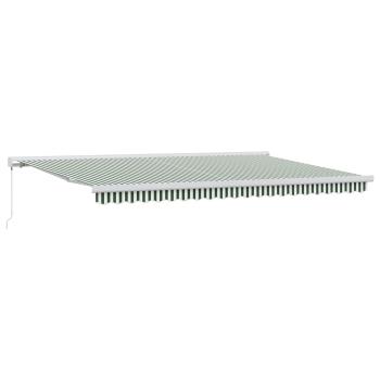 ARDEBO.de - Einziehbare Markise Grün und Weiß 500 x 300 cm Stoff und Metall