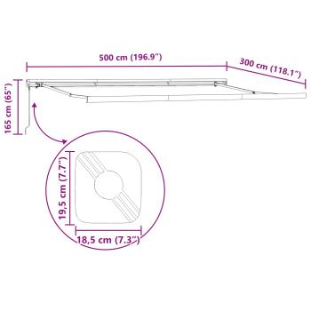 Einziehbare Markise Grün und Weiß 500 x 300 cm Stoff und Metall