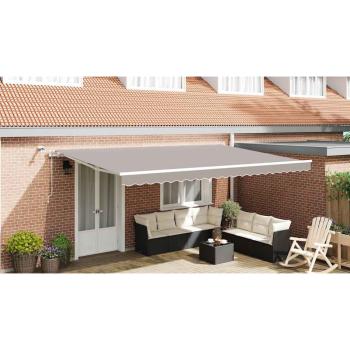 Einziehbare Markise Hellgrau 500 x 350 cm Polyester und Metall