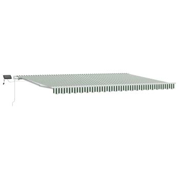 ARDEBO.de - Einziehbare Markise Grün und Weiß 500 x 350 cm Stoff und Stahl