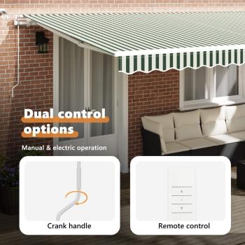 Einziehbare Markise Grün und Weiß 500 x 350 cm