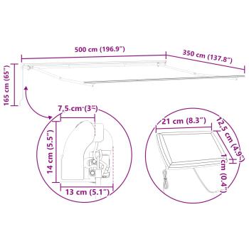 Einziehbare Markise Grün und Weiß 500 x 350 cm Stoff