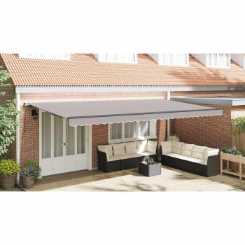 Einziehbare Markise Hellgrau 600 x 300 cm Polyester und Stahl