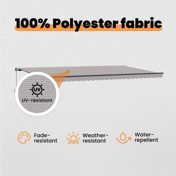 Einziehbare Markise Hellgrau 600 x 300 cm Polyester und Stahl