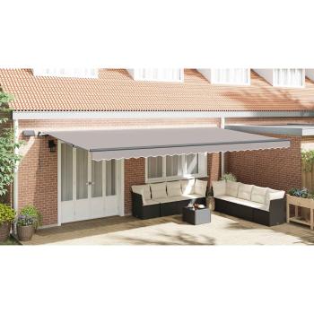 Einziehbare Markise Hellgrau 600 x 300 cm Stoff