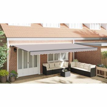 Einziehbare Markise Hellgrau 600 x 300 cm Stoff und Aluminium