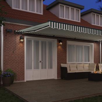 Ausziehbare Markise Grün und Weiß 600 x 300 cm
