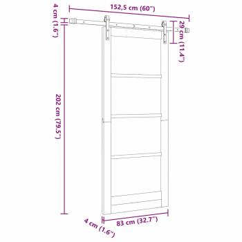 Schiebetür ORKDAL Weiß 83 x 202 cm Massivholz Kiefer und Glas