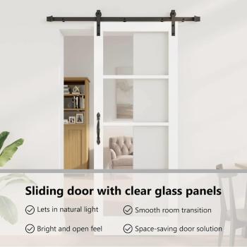 Schiebetür ORKDAL Weiß 83 x 211 cm Massivholz Kiefer und Glas