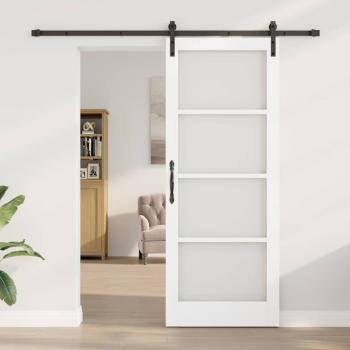 Schiebetür ORKDAL Weiß 83 x 211 cm Massivholz Kiefer und Glas
