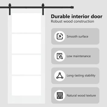 Schiebetür ORKDAL Weiß 83 x 211 cm Massivholz Kiefer und Glas