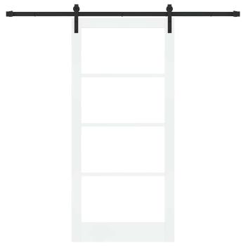 Schiebetür ORKDAL Weiß 93 x 202 cm Massivholz Kiefer und Glas