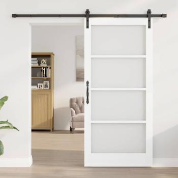 Schiebetür ORKDAL Weiß 93 x 202 cm Massivholz Kiefer und Glas