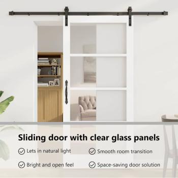 Schiebetür ORKDAL Weiß 93 x 202 cm Massivholz Kiefer und Glas