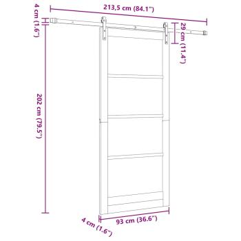 Schiebetür ORKDAL Weiß 93 x 211 cm Massivholz Kiefer und Glas