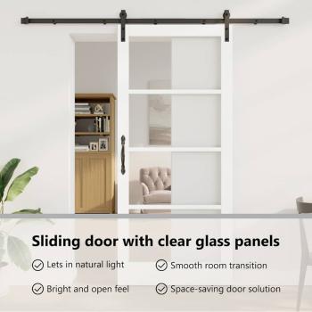 Schiebetür ORKDAL Weiß 93 x 211 cm Massivholz Kiefer und Glas