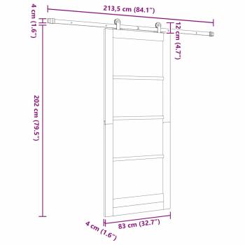 Schiebetür ORKDAL Weiß 83 x 202 cm Massivholz Kiefer und Glas