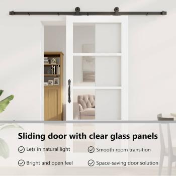 Schiebetür ORKDAL Weiß 83 x 202 cm Massivholz Kiefer und Glas