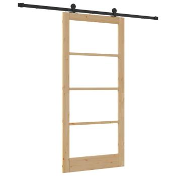 Schiebetür ORKDAL Natur 93 x 202 cm Massivholz Kiefer und Glas