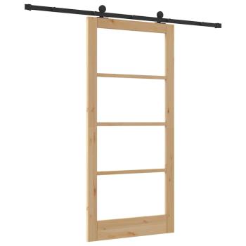 Schiebetür ORKDAL Natur 93 x 202 cm Massivholz Kiefer und Glas