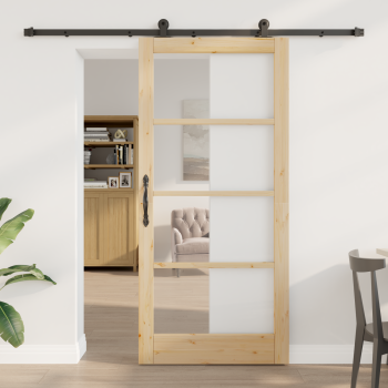 Schiebetür ORKDAL Natur 93 x 202 cm Massivholz Kiefer und Glas