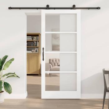 ARDEBO.de - Schiebetür ORKDAL Weiß 93 x 211 cm Massivholz Kiefer und Glas