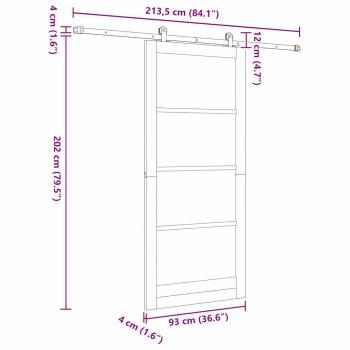 Schiebetür ORKDAL Weiß 93 x 211 cm Massivholz Kiefer und Glas