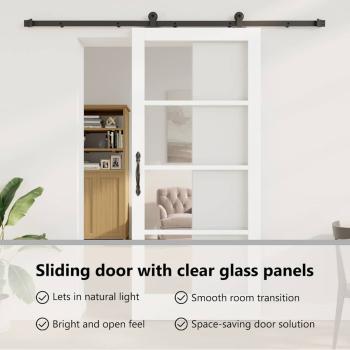 Schiebetür ORKDAL Weiß 93 x 211 cm Massivholz Kiefer und Glas