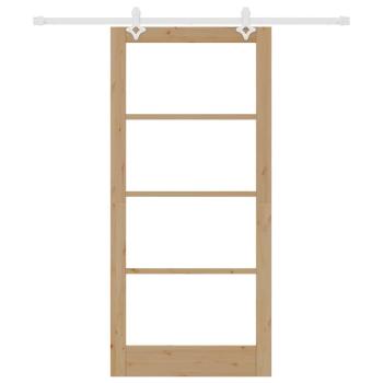 Schiebetür Natur 93 x 202 cm Massivholz Kiefer und Glas