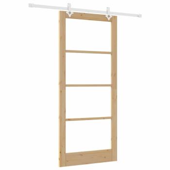 Schiebetür 93 x 211 cm Massivholz Kiefer und Glas Natur