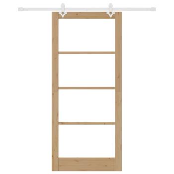 Schiebetür 93 x 211 cm Massivholz Kiefer und Glas Natur
