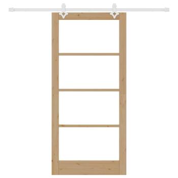 Schiebetür Natur 93 x 202 cm Massivholz Kiefer und Glas