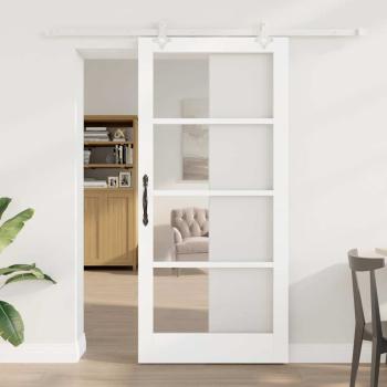 ARDEBO.de - Schiebetür 93 x 202 cm Massivholz Kiefer und Glas Weiß