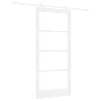 Schiebetür 93 x 202 cm Massivholz Kiefer und Glas Weiß