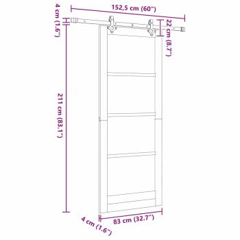 Schiebetür Weiß 83 x 211 cm Massivholz Kiefer und Glas