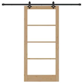 Schiebetür Natur 93 x 202 cm Massivholz Kiefer und Glas
