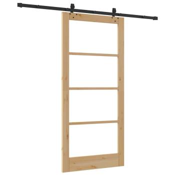 Schiebetür Natur 93 x 202 cm Massivholz Kiefer und Glas