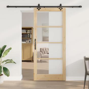 ARDEBO.de - Schiebetür Natur 93 x 211 cm Massivholz Kiefer und Glas